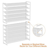 NEYCIL Large Shoe Rack 10 Tier Shoe Organizer, Heavy Duty Metal 5-Tier Stackable Shoe Storage Vertical Shoe Rack for Closet Front Door Entrance, Up to 62 Pairs, 44.8" W x 11.4" D x 71.2" H, White