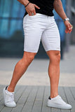 GINGTTO Mens Jean Shorts White Skinny Stretch Denim Shorts for Men Ripped 34