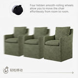 KISLOT Upholstered Dining Chairs with Casters, No Assembly Modern Accent Armchair with Rollers for Dining Room, Green, 4 Box