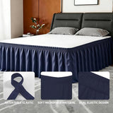 ANARACHON Full Bed Skirt, Elastic Wrap Around Bed Skirt Full Size, Bed Skirts for Adjustable Bed, Easy Fit with 18" Drop Length Tailored Drop Dust Ruffle (Navy)