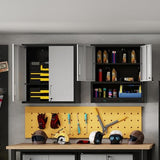 OPTYMIRA Garage Wall Cabinet Metal Storage Cabinet with Lock Wall Mounted Heavy Duty Steel Tool Cabinet with Doors, Assembly Needed