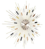 PSYCHE GOD 24" Large Sunburst Wall Clock, Modern Metal Decorative Clock, Silent Non‑Ticking Battery Powered, Mid‑Century Starburst Art Decor for Living Room Bedroom Office Home