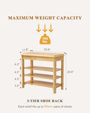 IUNVR Shoe Rack Bench Seat Rubberwood 3-Tier Wooden Storage Bench 550lbs Compact Mid-Century Modern Design for Entryway, Hallway, Closet, Front Door Entrance, Foyer