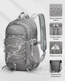 WATERFLY Small Lightweight Packable Backpack: 15L Mini Ultra Light Foldable Travel Daypack with Breathable Shoulder Strap Outdoor Hiking Camping Day Pack for Women Men Gray