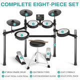 AODSK Electric Drum Set with Quiet Mesh Pads,Electronic Drum for Beginner,USB MIDI,Throne,Headphones,Sticks, Included 15 Kits and 195 Sounds (AED-403-Teenagers Beginners)