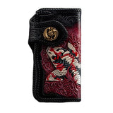 Color fish Fish First layer cowhide Zip Around Wallet Zipper Clutch Purse Coin Card Slots Collection wallet for men