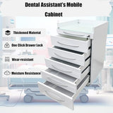 5 Drawer Mobile Dental File Storage Cabinet Stainless Steel White Medical Assistant's