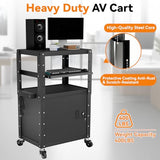Mobile AV Cart - Adjustable Height Computer Cart with Cabinet