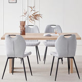 Lecafur HL Boucle Dining Chair with Built-in Handle Metal Legs, Grey
