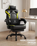 GTPLAYER Big and Tall Gaming Chair with Footrest, High Back Ergonomic Office Chair for Adults, Heavy Duty 350 lbs Capacity, Premium Leather & Iridescent Trim, ACE-Armor, Yellow