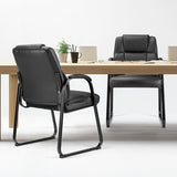 Office Desk Guest Chair Set of 8, Leather Waiting Room Chairs with Padded Arms for Elderly Home