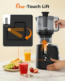 ACOQOOS Juicer Machines, 6.5" Extra Large Feed Chute Cold Press Juicer 3-IN-1 with Sorbet & Nut Milk, BPA Free, Easy to Clean, 100 OZ Hopper, Silver-Black