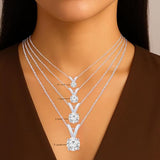 0.5 to 10 Carat 14K White Gold Lab Grown Diamond Solitaire Pendant Necklace