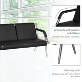 5-Seats Waiting Room Chairs - Airport Reception Chair with Arms Waiting Benches PU Leather, Office Guest Chairs