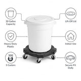 Getzi 8 Pack 20 Gallon White Round Commercial Trash Can with Lid and Dolly