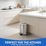 SIMPLYKLEEN Bathroom Trash Can with Lid - 2PC 1.3 Gallon/5L Oval Small Trash Can with Soft-Close Lid, Foot Pedal, Brushed Stainless Steel