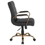 Flash Furniture Whitney Mid-Back Swivel LeatherSoft Desk Chair with Wheels