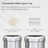Urban 16 Gallon Semi-Round Open Top Waste Bin, Stainless Steel Half Round Commercial Trash Can for Indoor and Outdoor