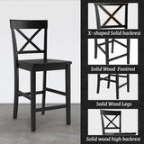 Cozyman Bar Stools Set of 6, 24" Wooden Barstools with X Back, Black