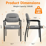 Leather Office Guest Chair Sets of 8, Reception Chair No Wheels with Armrests and Lumber Support