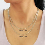 Nuragold 14k Real Yellow Gold Cuban Curb Link 3.5mm Chain Necklace