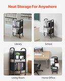 Rolling Library Book Cart, 150 lbs Capacity, 17.7 x 13.0 x 34.6-Inch Library Cart