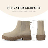 Athlefit Women's Slip on Platform Chelsea Ankle Boots Taupe Size 11