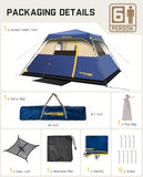 FanttikOutdoor Zeta C6 Pro Camping Tent 6 Person Instant Cabin Tent Setup in 60 Seconds with Rainfly & Windproof Portable with Carry Bag for Family Camping & Hiking, Upgraded Ventilation, Navy Blue