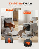 XXXL Stainless Steel Cat Litter Box with Lid, 27.5"×20.1"×17.3" Jumbo Enclosed Litterbox,Dual-Entry (Front Entry & Top Exit),High-Sided,Non-Stick,Odor Control,for Big Cats, with Mat,Scoop & Step,Grey