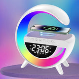 ZFMF Wireless Charging Table Lamp, Multifunctional Bluetooth Speaker & Alarm Clock - LED Bedside Desk Lamp Night Light (White)