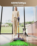 SVHT Cordless Vacuum Cleaner, 450W 40KPA Vacuum Cleaners for Home, 45Mins Lightweight Stick Vacuum with Advanced Green Light Tech, Rechargeable Battery Vacuum for Carpet,Pet Hair,Hardwood Floor