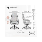 Sharper Image S600 Active Lumbar Ergonomic Bonded Leather Swivel Executive Massage Chair, White/Gray