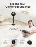 Dreo Fan for Bedroom, 120° Oscillating Standing Fan, Quiet Floor Fan with DC Motor, Pedestal Fan for Room, 9 Speeds, 4 modes, 20dB, 120° Manual Vertical, 37-42" Adjustable Height, 9H Timer, Black