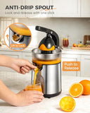 Amzpass Electric Orange Juicer, Citrus Juicer Squeezer with 2 Interchangeable Cones, 160W Electric Juicer Machine with Stainless Steel Body