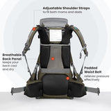 WIPHA Baby Backpack Carrier, Ergonomic Child Carrier Hiking with Sun Canopy, Safe Toddler Hiking Backpack Carrier with Large Storage Space&Insulated Pocket, Adjustable Padded Child Seat