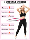 Phobby Weighted Exercise Hoop for Adults, 2.2lb Detachable Fitness Hoop, Adjustable Hoops with Jump Rope, Tape Measure and Carry Bag (Pink Grey)