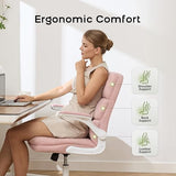amseatec Office Chair Adjustable Desk Chair Mid Back Executive Comfortable Fabric Ergonomic Back Support Home Computer Chair with Padded