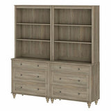 WAMPAT 3 Tier Bookshelf with 6 Wooden Drawers, 72" Tall Large Farmhouse Display Bookcase with Open Book Shelves, Mid Century Style Bookshelves for Living Room