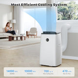 Humhold 14000BTU Portable Air Conditioners with Remote Control, Dehumidifier & Fan Mode, Floor Stand up Cooling Portable AC Unit for Large Room up to 700 sq.ft, Sleep,Timer & Auto Swing Function