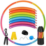 Phobby Weighted Exercise Hoop for Adults, 2.8lbs Adjustable Fitness Hoop, Detachable Hoops with Resistance Band, Headband & Jump Rope