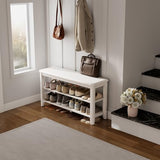 AQIMUELE Wood Shoe Rack Bench for Entryway, 2 Tier Shoe Rack for Front Door Entrance, Shoe Bench with Shoe Storage for Entryway, Bedroom, 39.4"