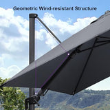 PURPLE LEAF 9' X 12' Right-left Tilt Patio Umbrella with Base Outdoor Cantilever Swivel Rectangle Umbrella Offset Umbrella, Light Grey