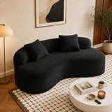 79" Curved Loveseat, Boneless Deep Seat Boucle Cloud Sofa, Black