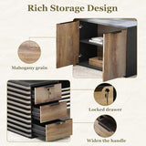 L Shaped Executive Standing Desk with Drawers, Large Modern Adjustable Heigh Home Office Desk w/File Cabinet