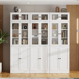 H Bookcase with Doors, Wooden Bookshelves and Bookcases for Home Office