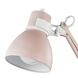 GLOBE Electric 52028 28" Swing Arm Architect Desk Lamp, Matte Rose Finish, White Accents, Rotary Switch on Shade