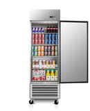 RENDGO 27" W Commercial Refrigerators - Reach-in 23 Cu.ft 1 Solid Door Stainless Steel Commercial Refrigerator Fan Cooling for Restuarant, Bar, Shop, etc