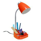 Simple Designs LD1002-ORG Gooseneck Organizer Desk Lamp with iPad Tablet Stand Book Holder, Orange