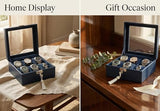 Hit design Watch Box Watch Cases for Men,6 Slot Blue Watch Case Organizer Storage Box,Leather Display Holder for Watches,Mens Watch Box for Collection,Anniversary Birthday Gift for Men Women