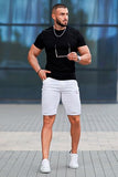 GINGTTO Mens Jean Shorts White Skinny Stretch Denim Shorts for Men Ripped 34